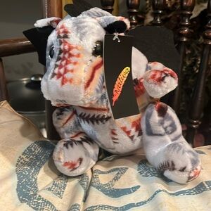 NWT grey 12 inch dragon stuffed animal by Nativo western pattern